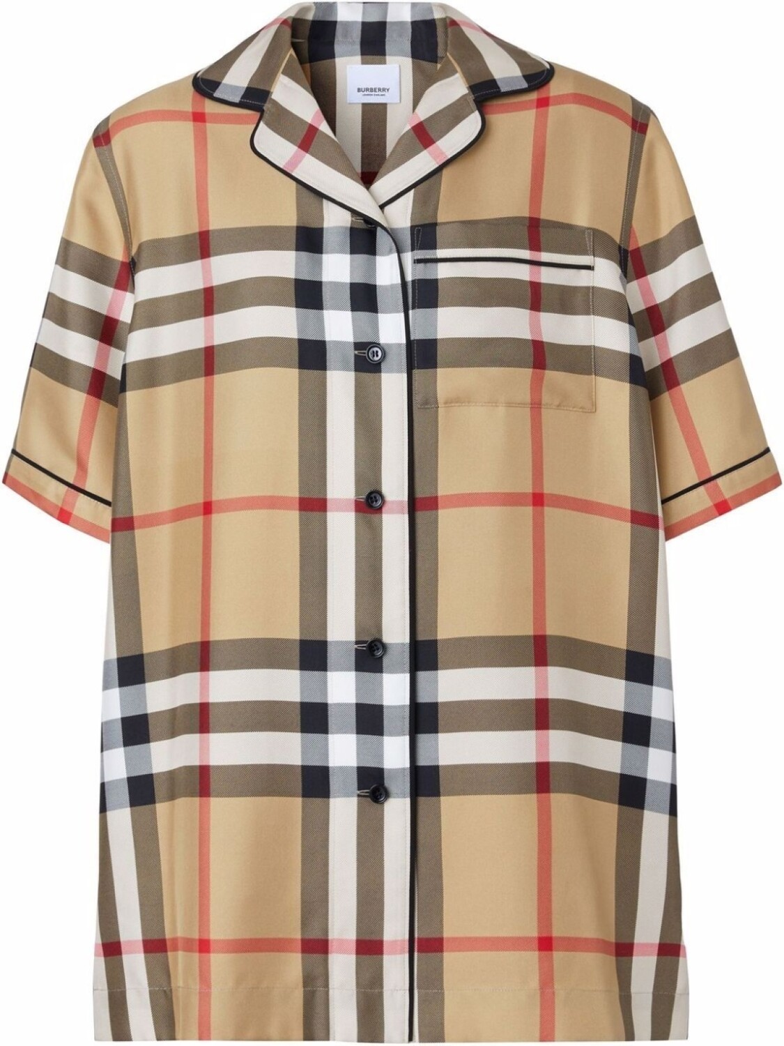 

Burberry шелковая пижамная рубашка в клетку Vintage Check, нейтральный цвет