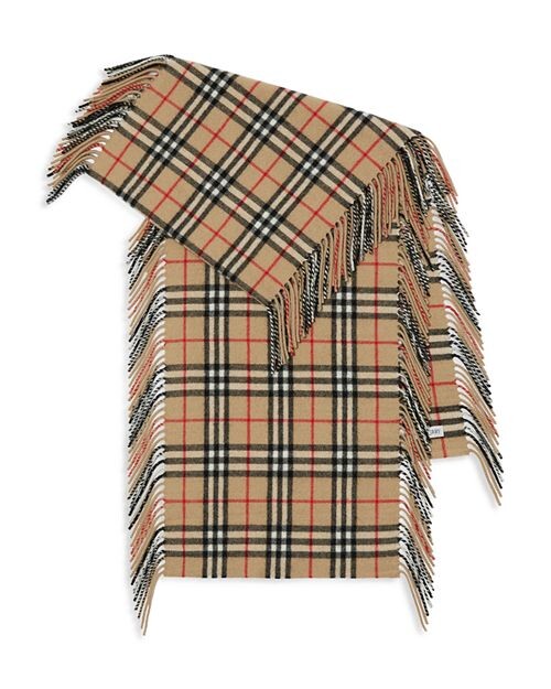 

Кашемировый шарф в клетку с бахромой Burberry, цвет Tan/Beige
