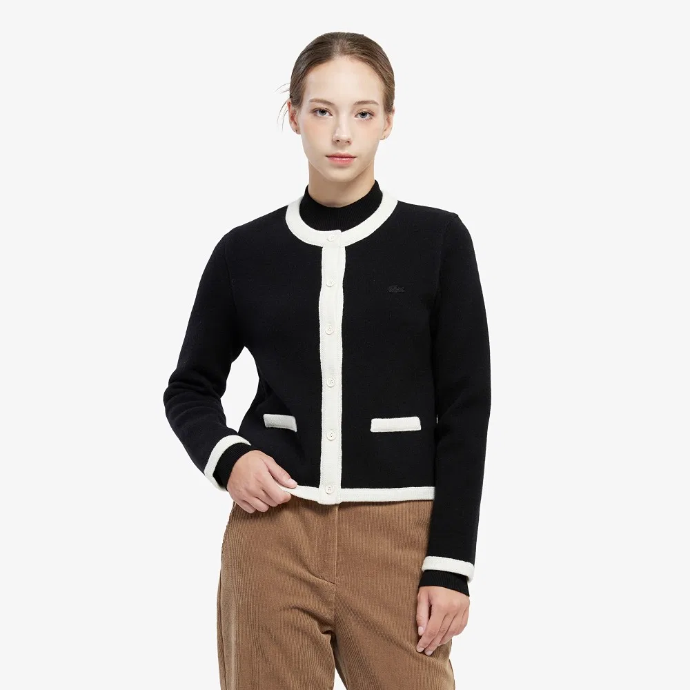 Кардиган Lacoste женский шерстяной черный