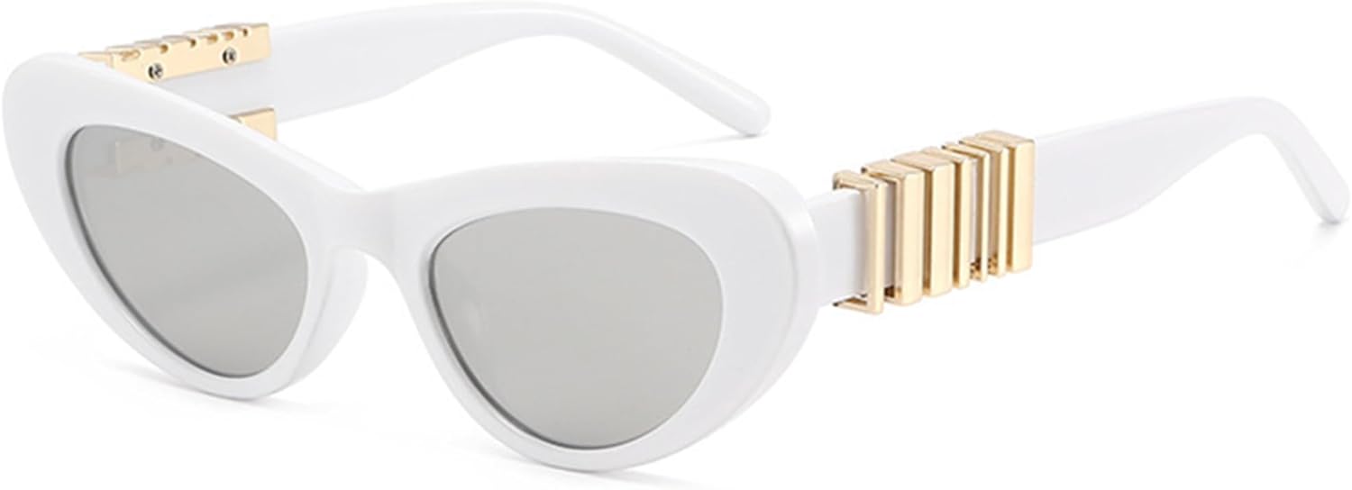 

Солнцезащитные очки Bullabulling «Кошачий глаз» для женщин. Модная ретро-оправа в форме «кошачьего глаза» с защитой от УФ-излучения, идеально подходят для путешествий или вождения, White