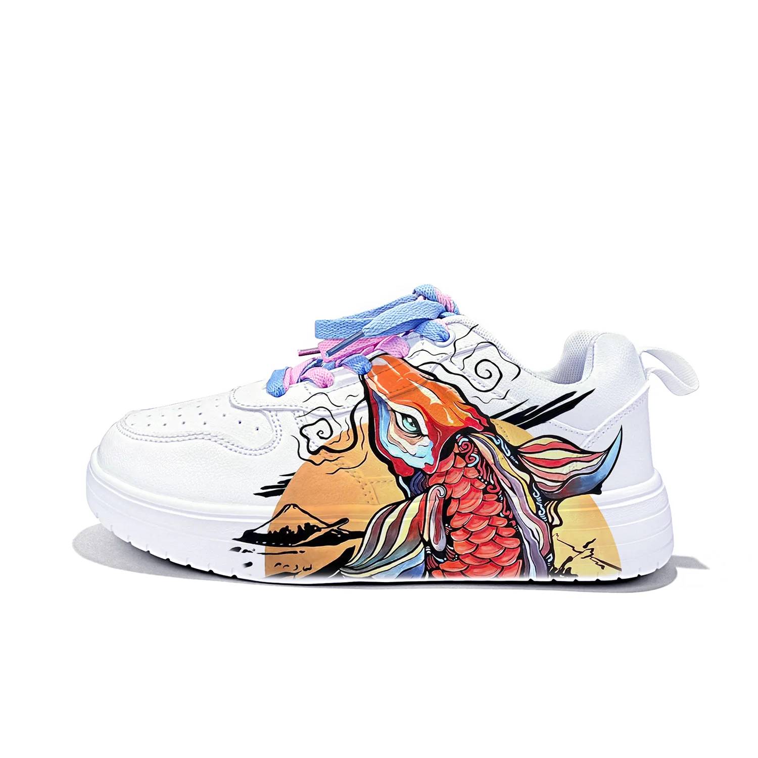 Кроссовки низкие повседневные unisex ZUOLENGCHAN, белый-Carp Jumping over The Dragon Gate-ZLA2167D