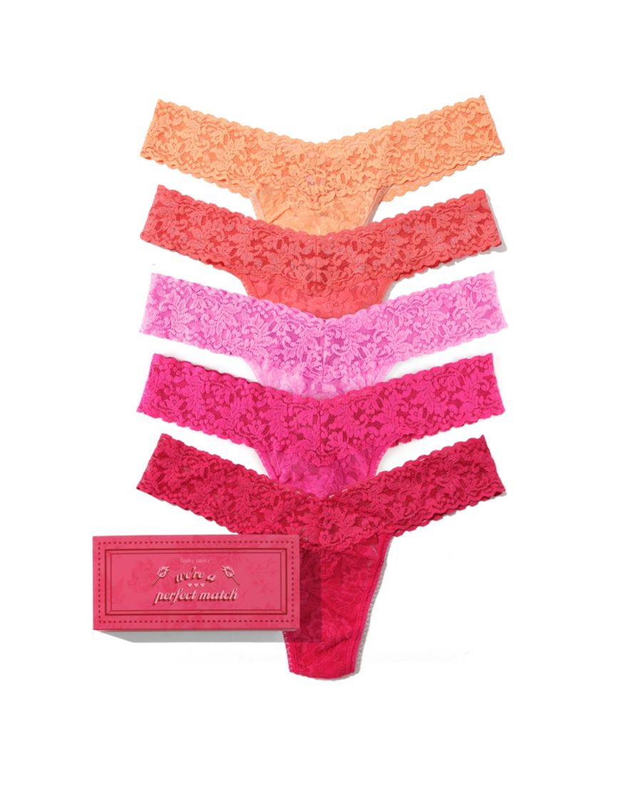 

Женские кружевные трусики-стринги с низкой посадкой, набор из 5 штук Hanky Panky, Florence, Corageous Coral, Enchanted Rose, Intuition Pink, Evening Pour