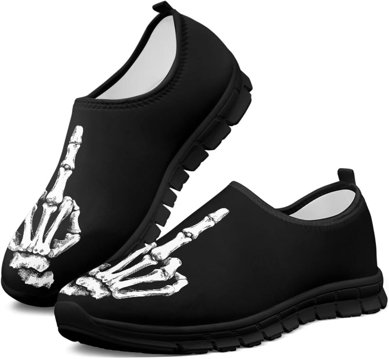 

Мужские слипоны на плоской подошве, повседневные кроссовки с удобной стелькой, дышащие спортивные туфли-лоаферы для мужчин Tomeusey, Middle Finger Skull