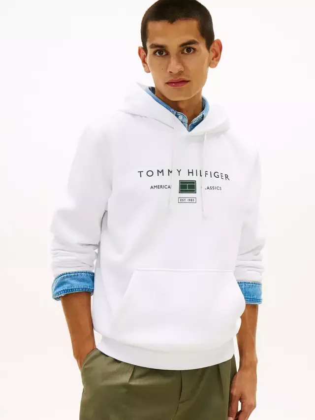 Худи из хлопковой махровой ткани с логотипом Heritage Tommy Hilfiger, White