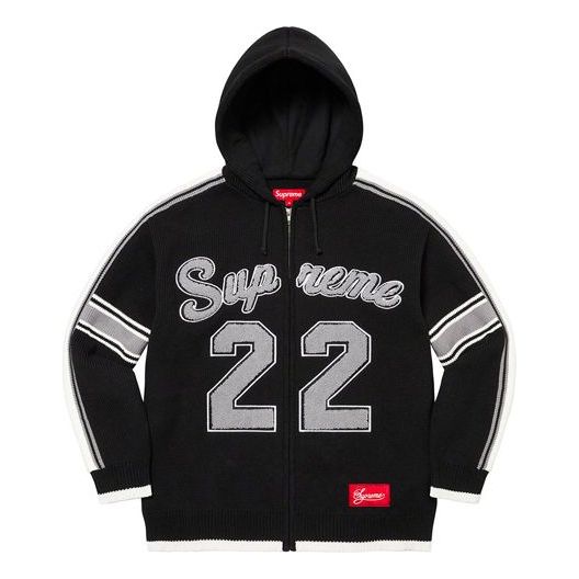 

Толстовка sport zip up hooded sweater 'black white' Supreme, черный