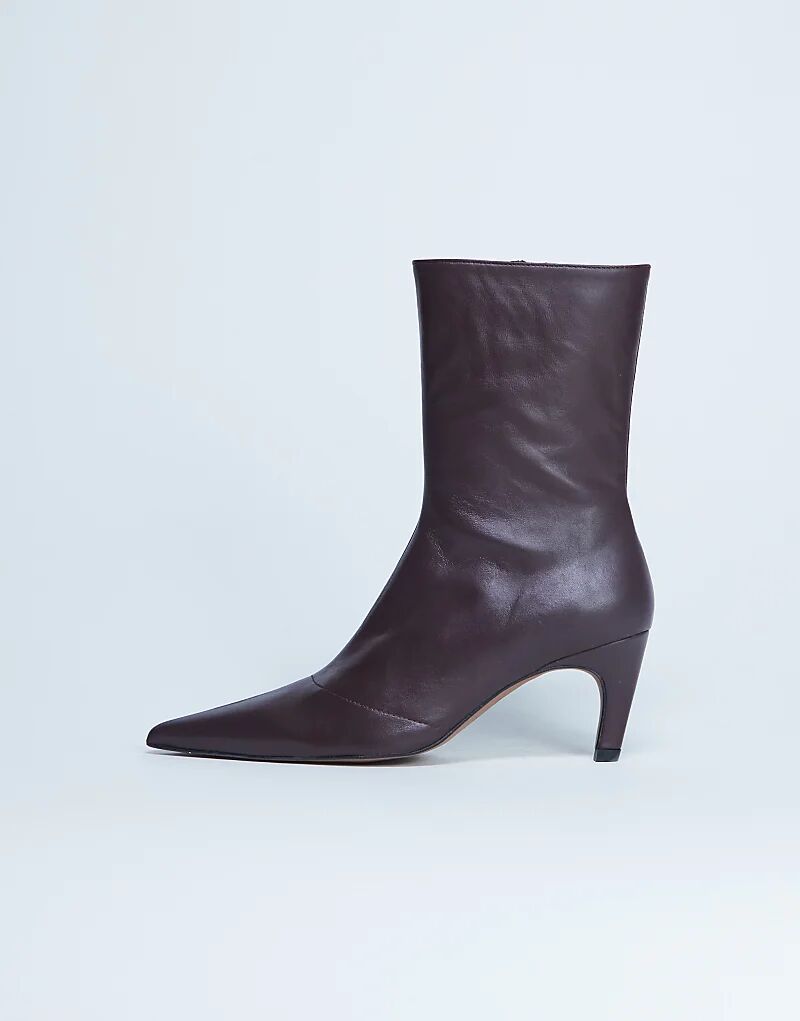 Ботильоны на высоком каблуке из высококачественной кожи Topshop Neeve бордового цвета