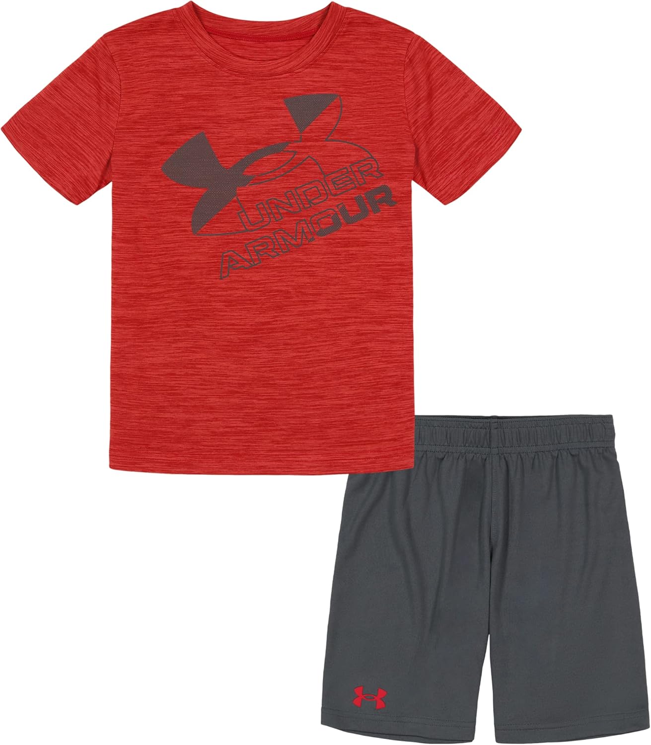

Under Armour майка с короткими рукавами и шорты для мальчиков, легкие и дышащие, Red Mesh