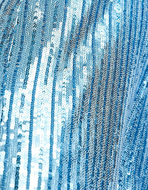 

Комбинезон широкого кроя с воротником-халтер и пайетками в синюю полоску Jaded Rose Petite