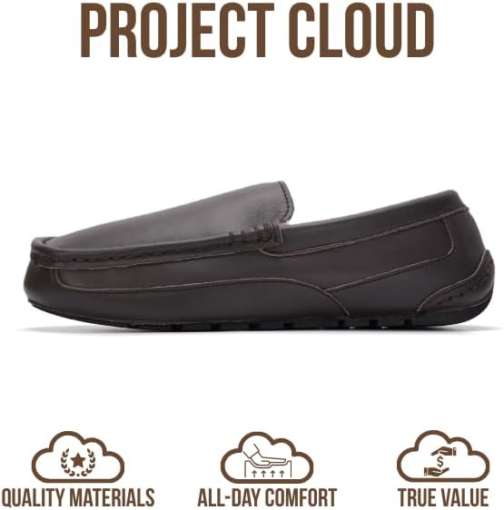 Мужские тапочки Project Cloud из 100 натуральной кожи с стелькой из пены с эффектом памяти - нескользящие и легкие тапочки для дома и улицы для мужчин (Oswin), коричневый/шоколадный — фото 3
