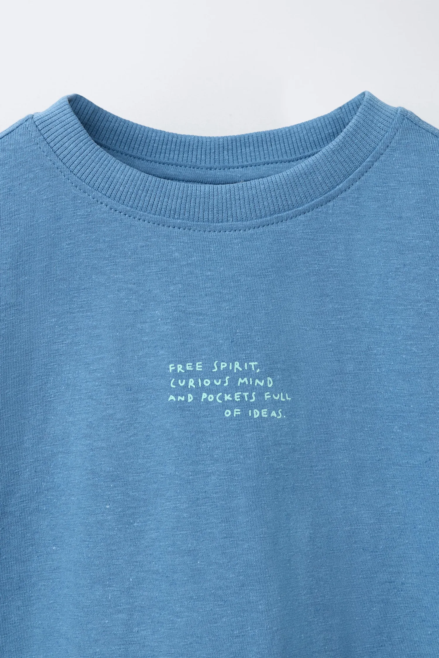Zara Футболка из хлопка и льна с надписью — фото 3