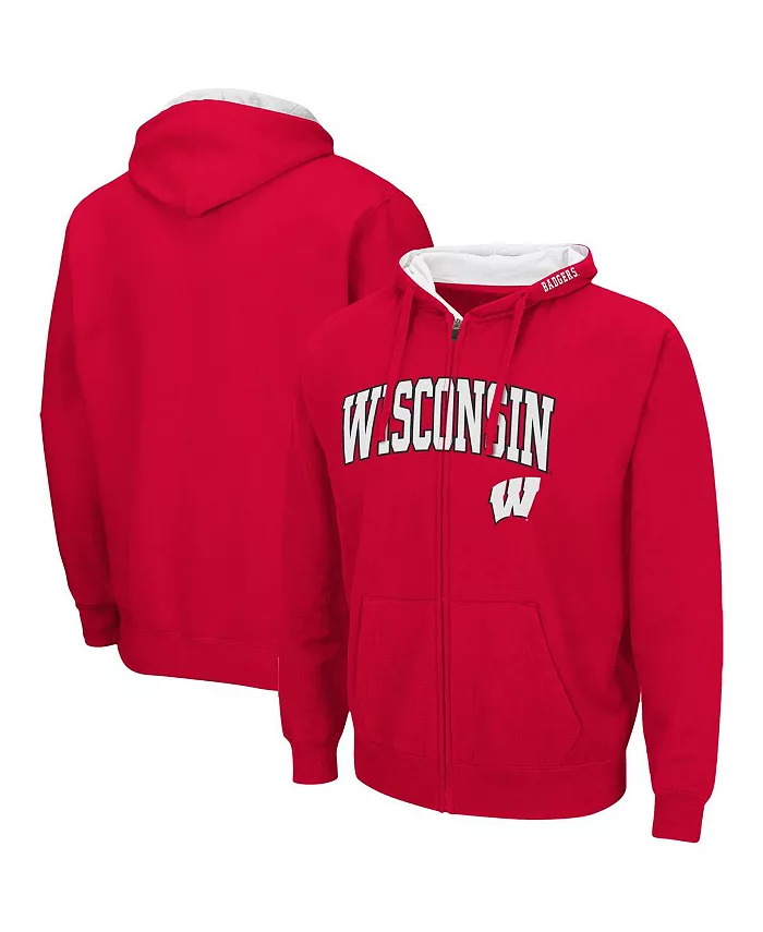 

Мужская красная толстовка Wisconsin Badgers Arch and Logo 3.0 с молнией по всей длине Colosseum