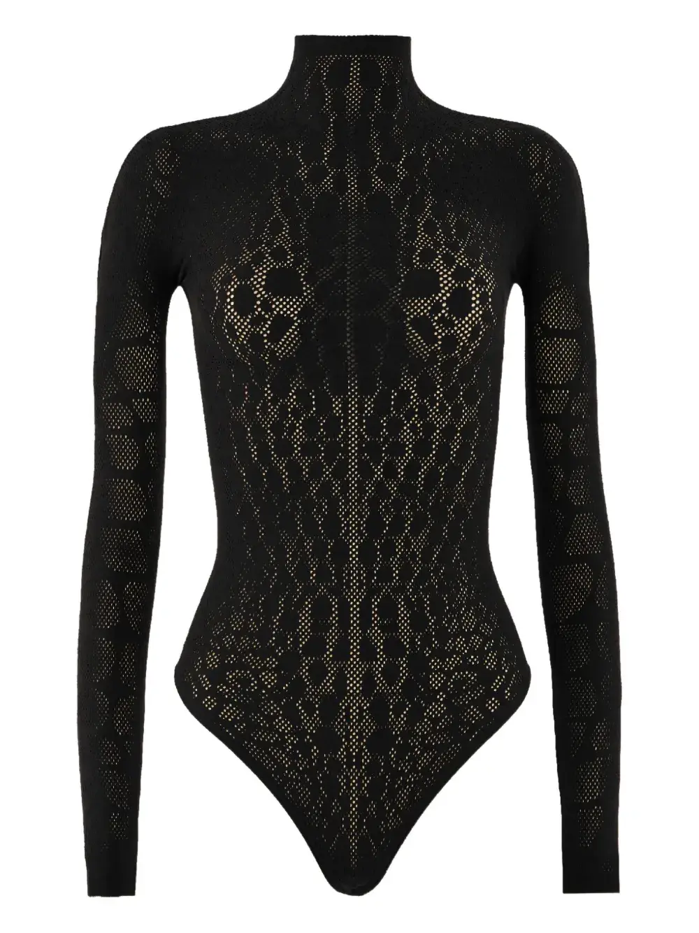 

Боди с высоким воротником и узором Wolford, черный