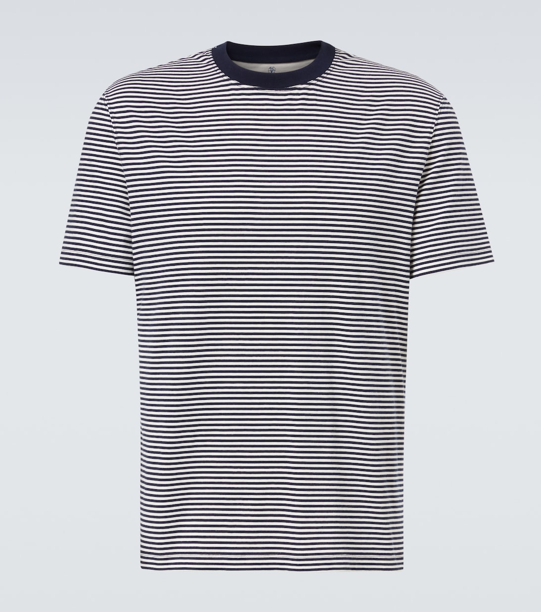 

Полосатая хлопковая футболка из джерси Brunello Cucinelli, Navy White