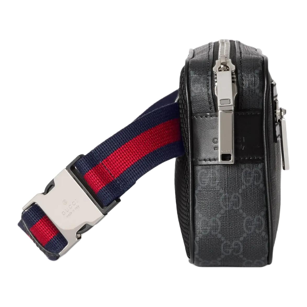 Сумка на пояс из кожи и холста черная GUCCI — фото 3