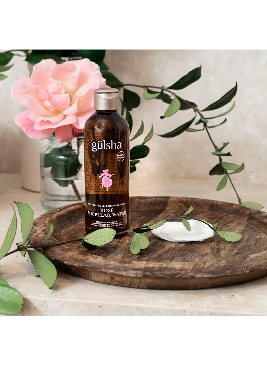 GULSHA Rose Micellar Water - очищающая вода для лица и снятия макияжа, увлажняющая, без отдушки, смягчает кожу, формула разработана во Франции для всех типов кожи, натурального происхождения, 200 мл Gülsha — фото 3