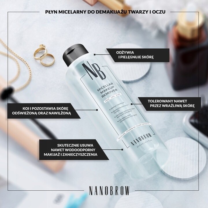 Мицеллярная вода Nanobrow — Micellar Makeup Remover - мицеллярный для лица и глаз, удаляет водостойкий макияж, 200 мл — фото 2