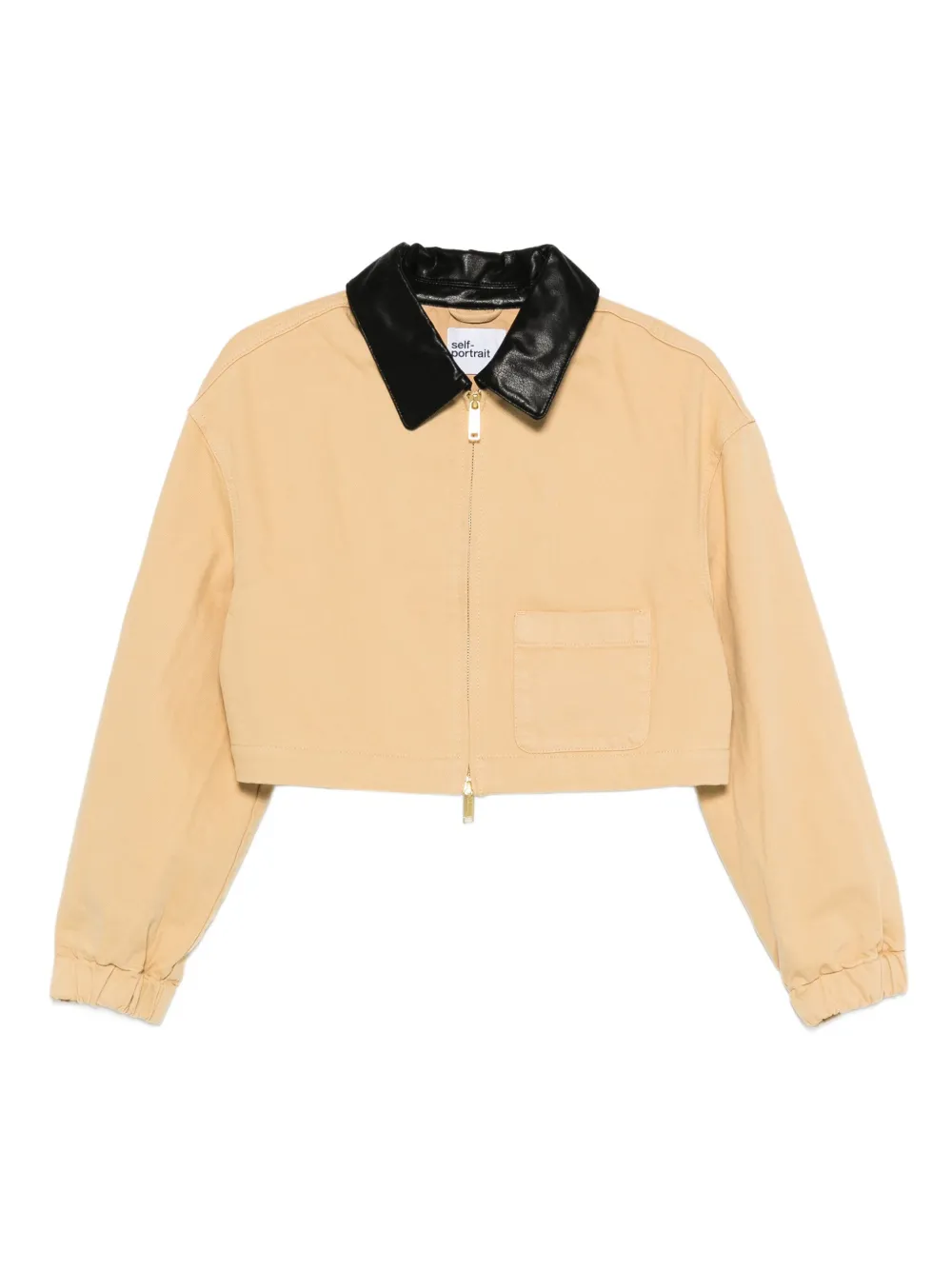

Жакет с кожаным воротником Self-Portrait, нейтральный