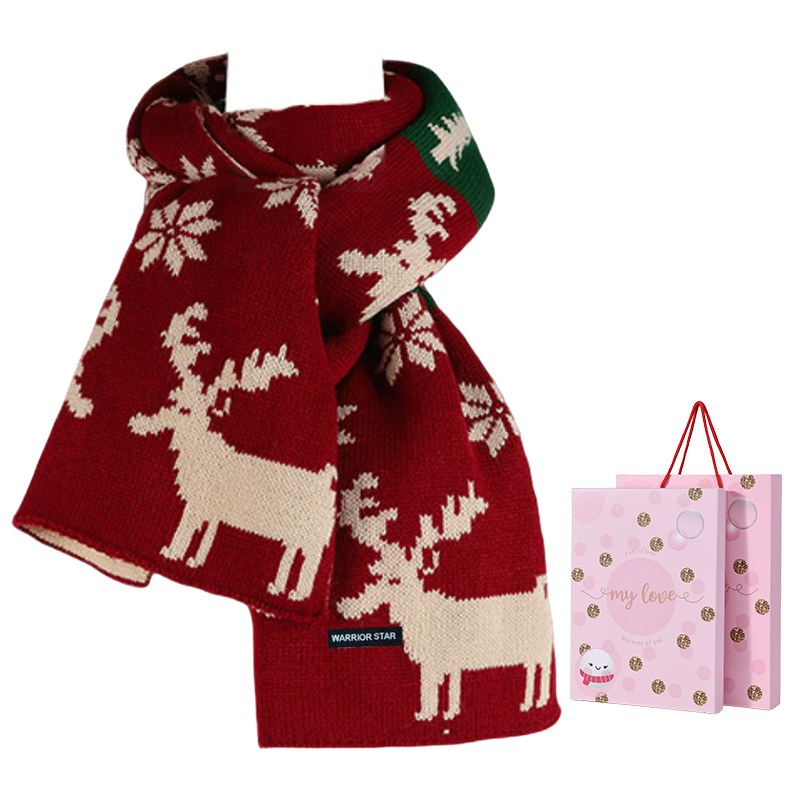 

WARRIOR Вязаный шарф женский, Red Christmas Elk[Exquisite Box]