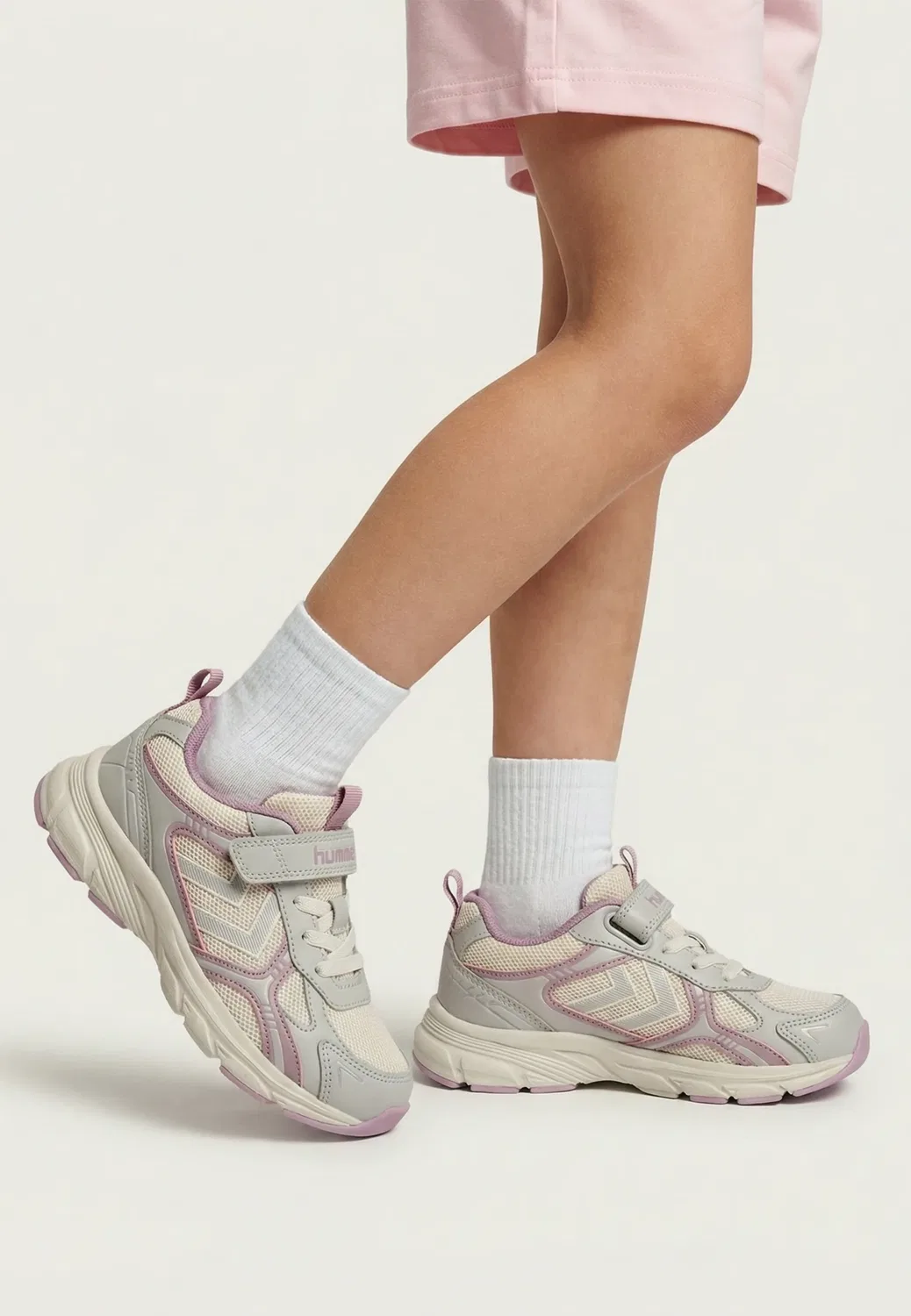 Кроссовки на липучке Effort One, Hummel, marshmallow/silver
