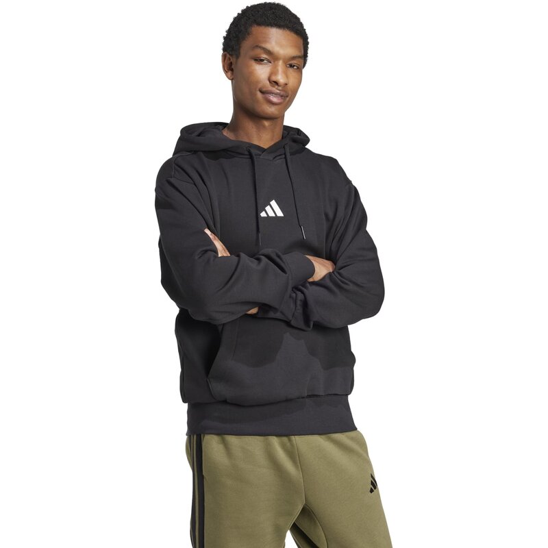 Толстовка с капюшоном, базовая вещь, feelcozy Adidas, черный — фото 4