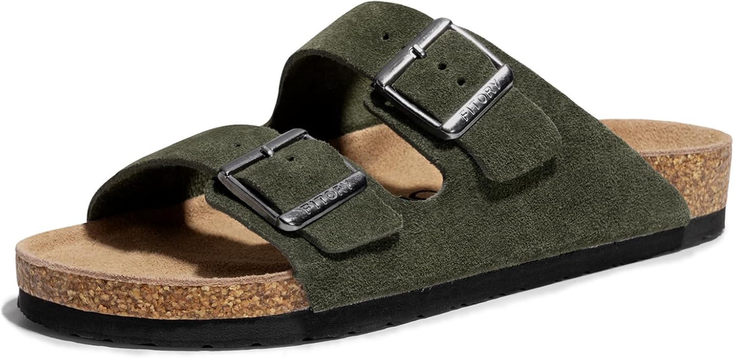 

Мужские кожаные сандалии FITORY с поддержкой свода стопы, открытым носком, регулируемыми пряжками, летние, размеры 7-13, зеленый