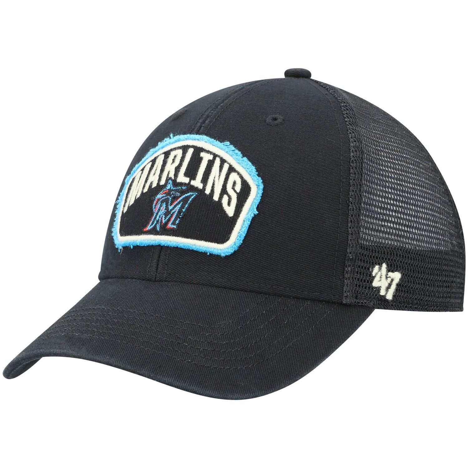 

Мужская черная кепка Miami Marlins Cledus MVP Trucker Snapback '47