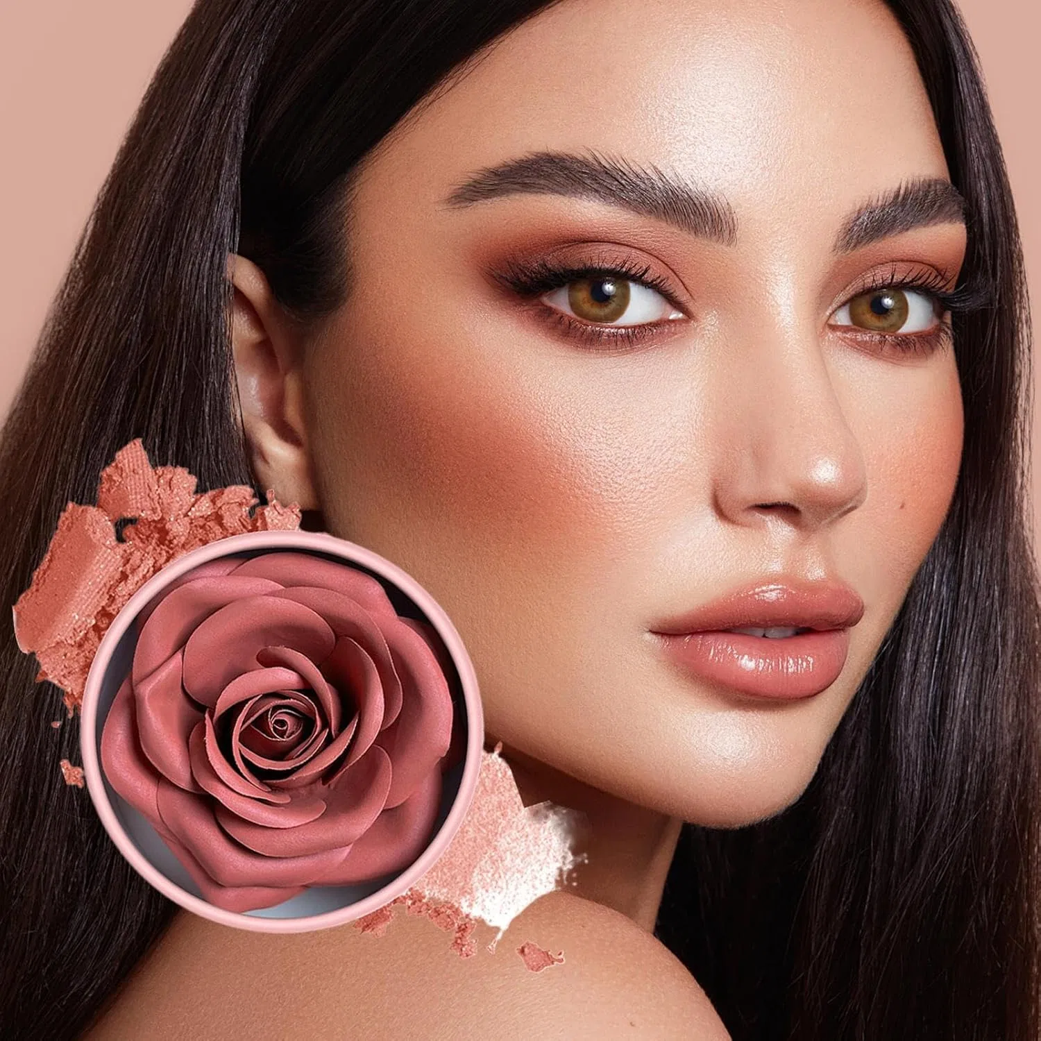 Румяна розовые с ароматом 3D лепестки розы, легкие, стойкие, 4# — фото 2