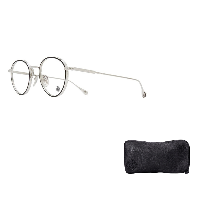 

Chrome Hearts Титановая оправа для очков круглая унисекс черная серебристая, Black Silver