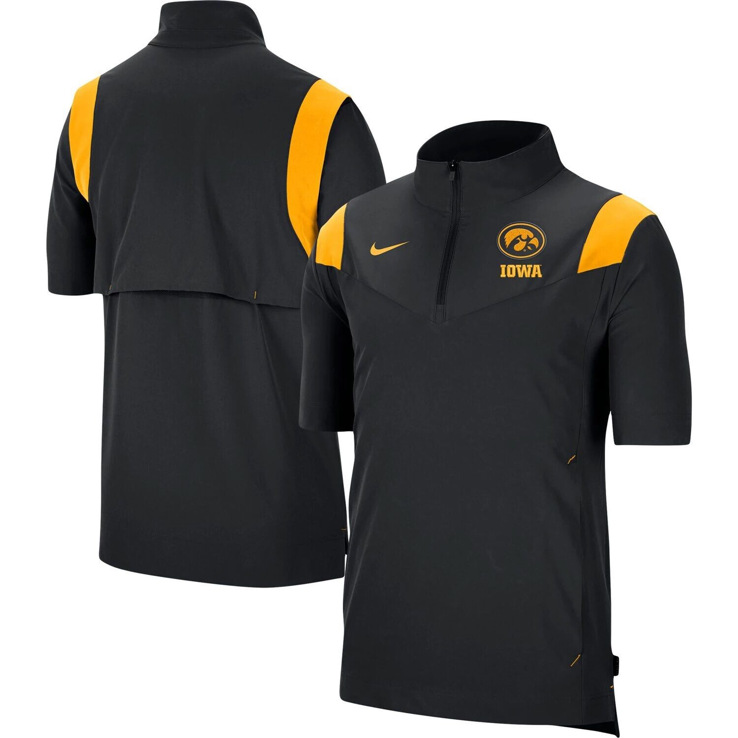 Мужская черная куртка Iowa Hawkeyes Coach с короткими рукавами и молнией до четверти Nike — фото 4
