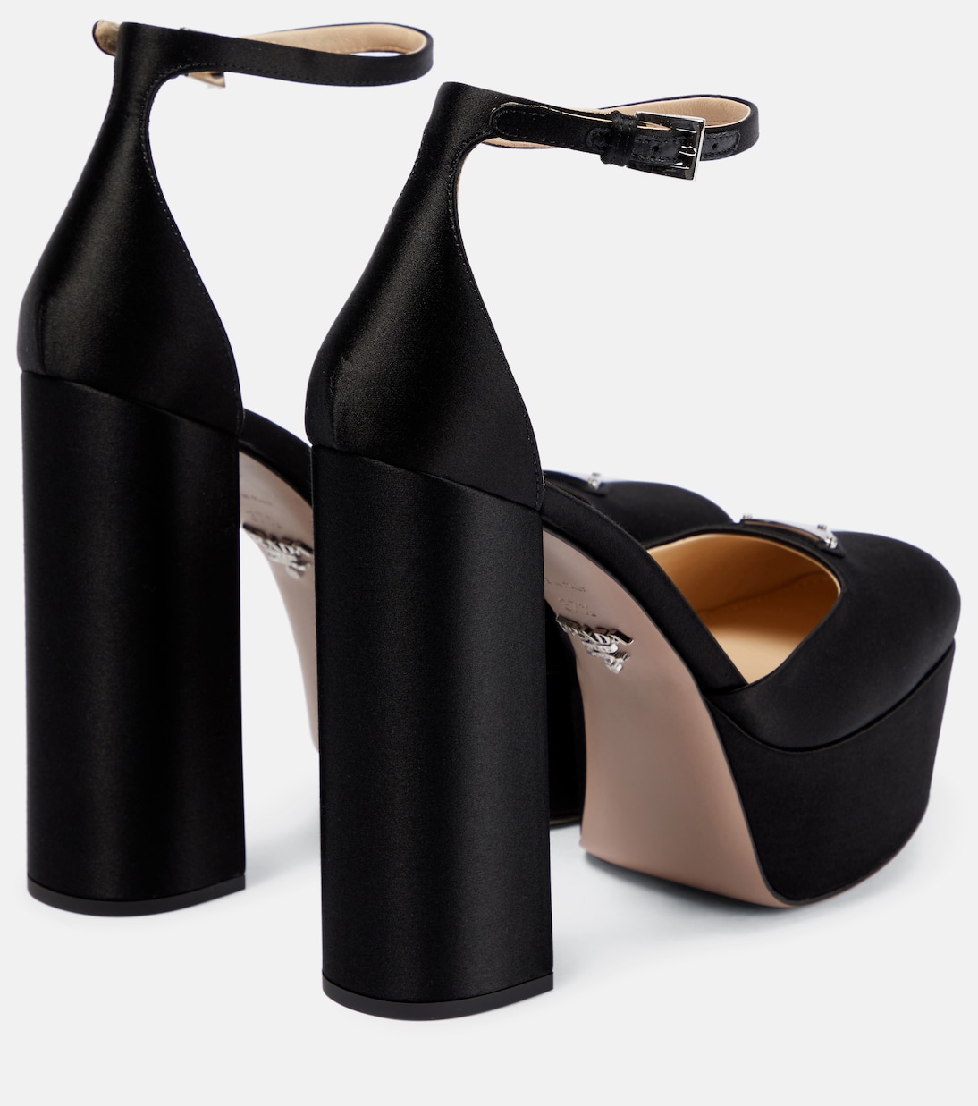 Атласные платформенные лоферы Prada, черный — фото 3