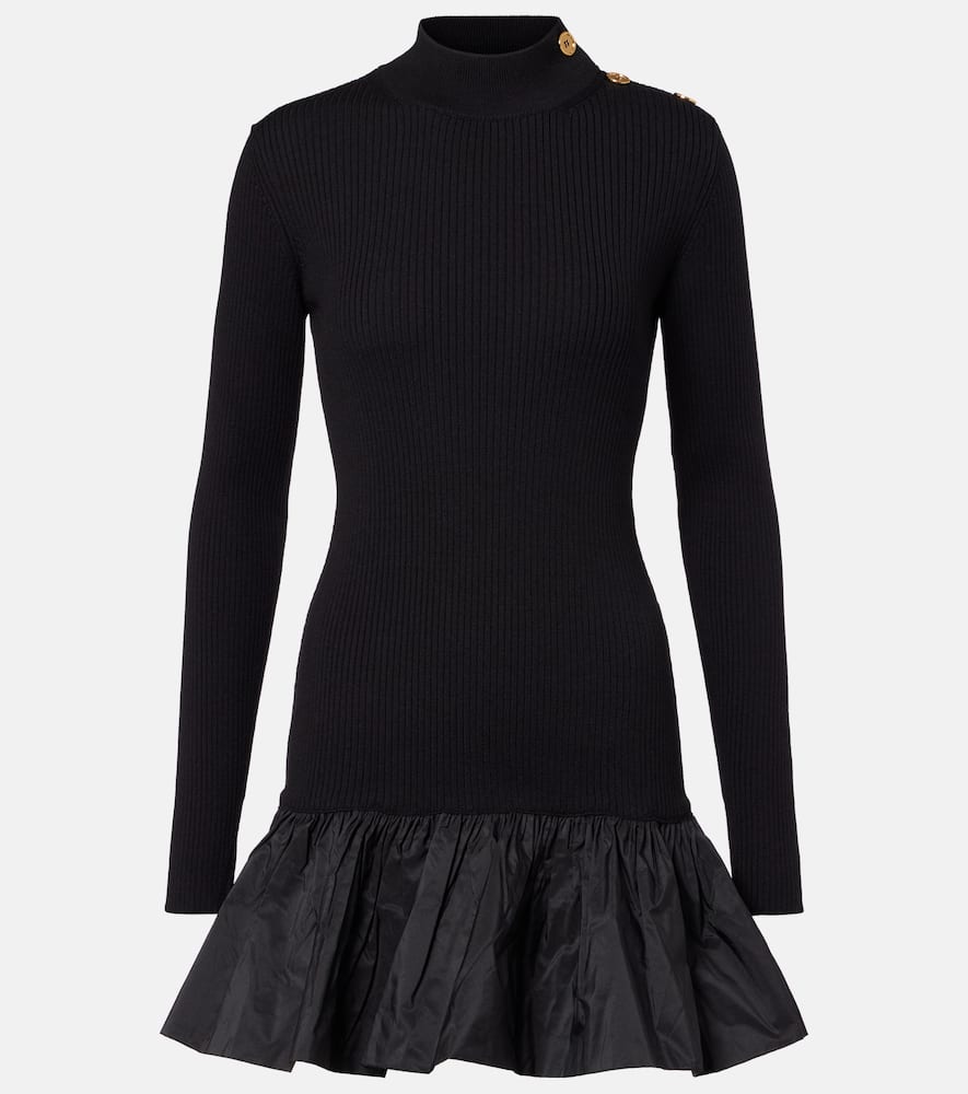 

Мини-платье из шерсти с рюшами Patou, Black