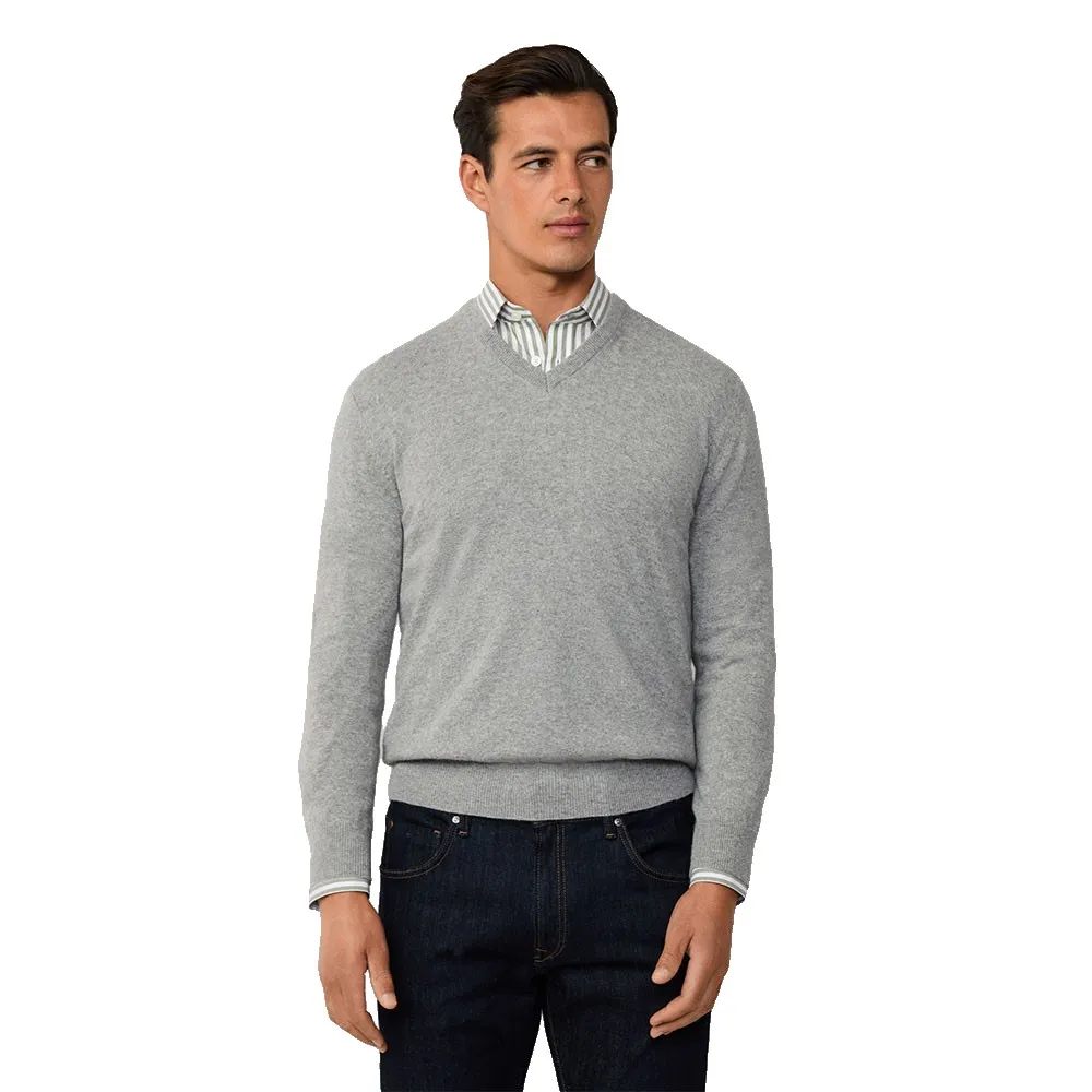

Свитер Hackett Merino Cash Mix v neck, серый