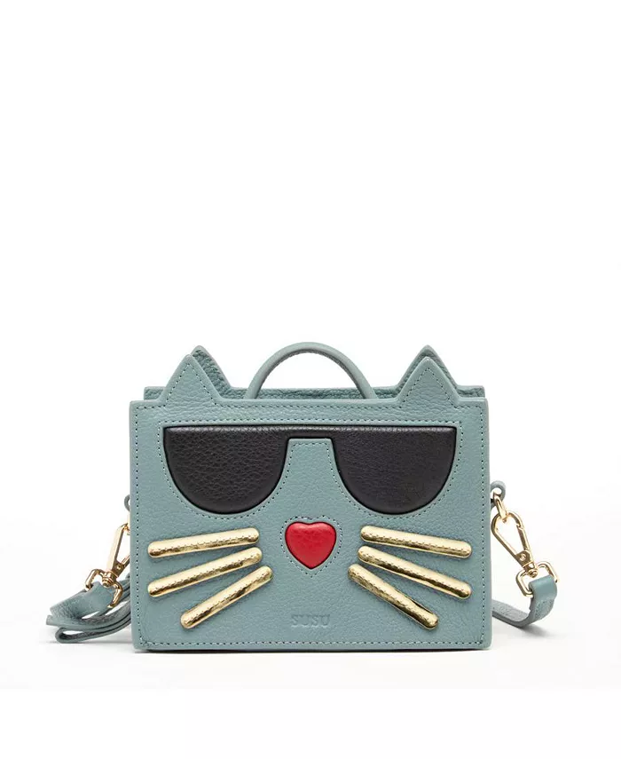 

Кожаная женская сумка-кошелек через плечо Crossbody Bag Mineral Blue SUSU, синий