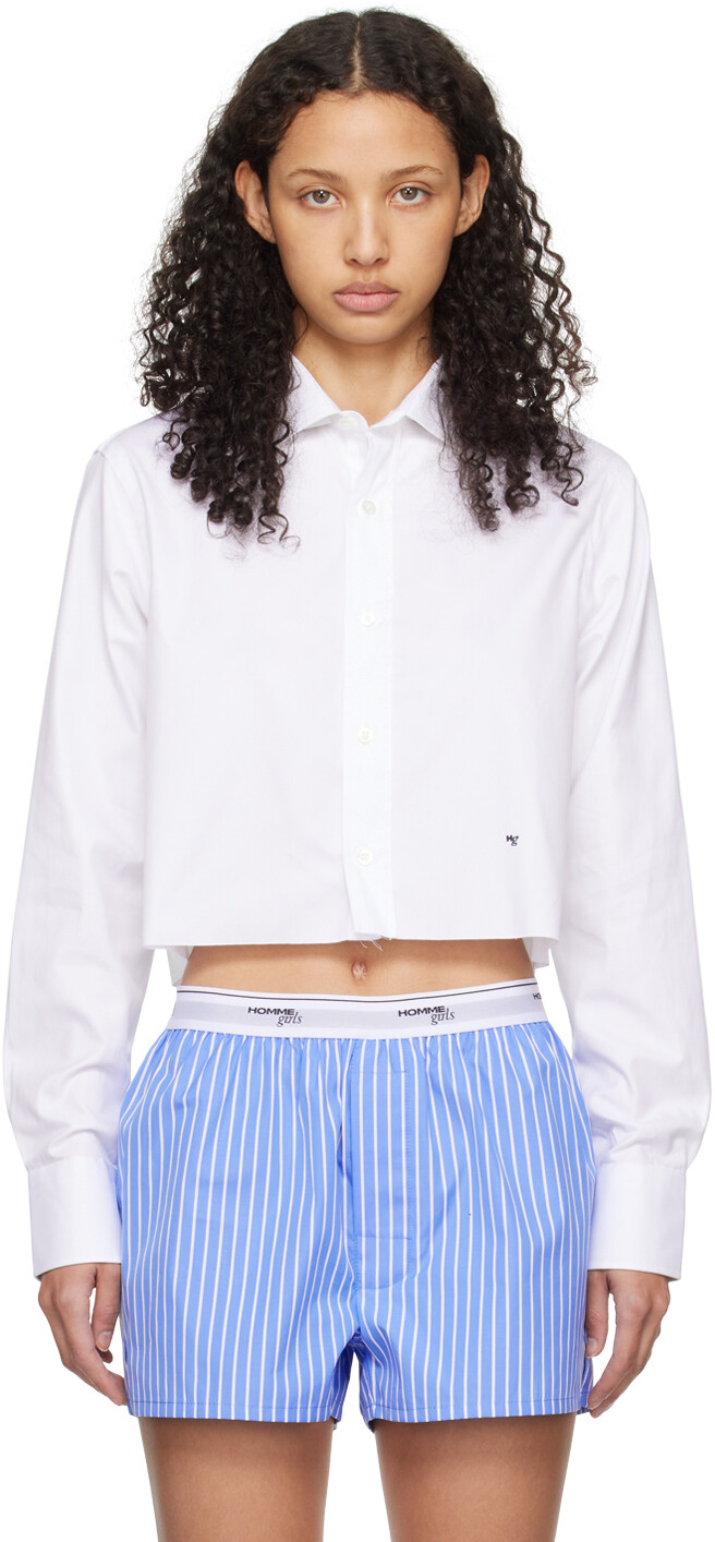 

Белая укороченная рубашка Hommegirls, цвет White