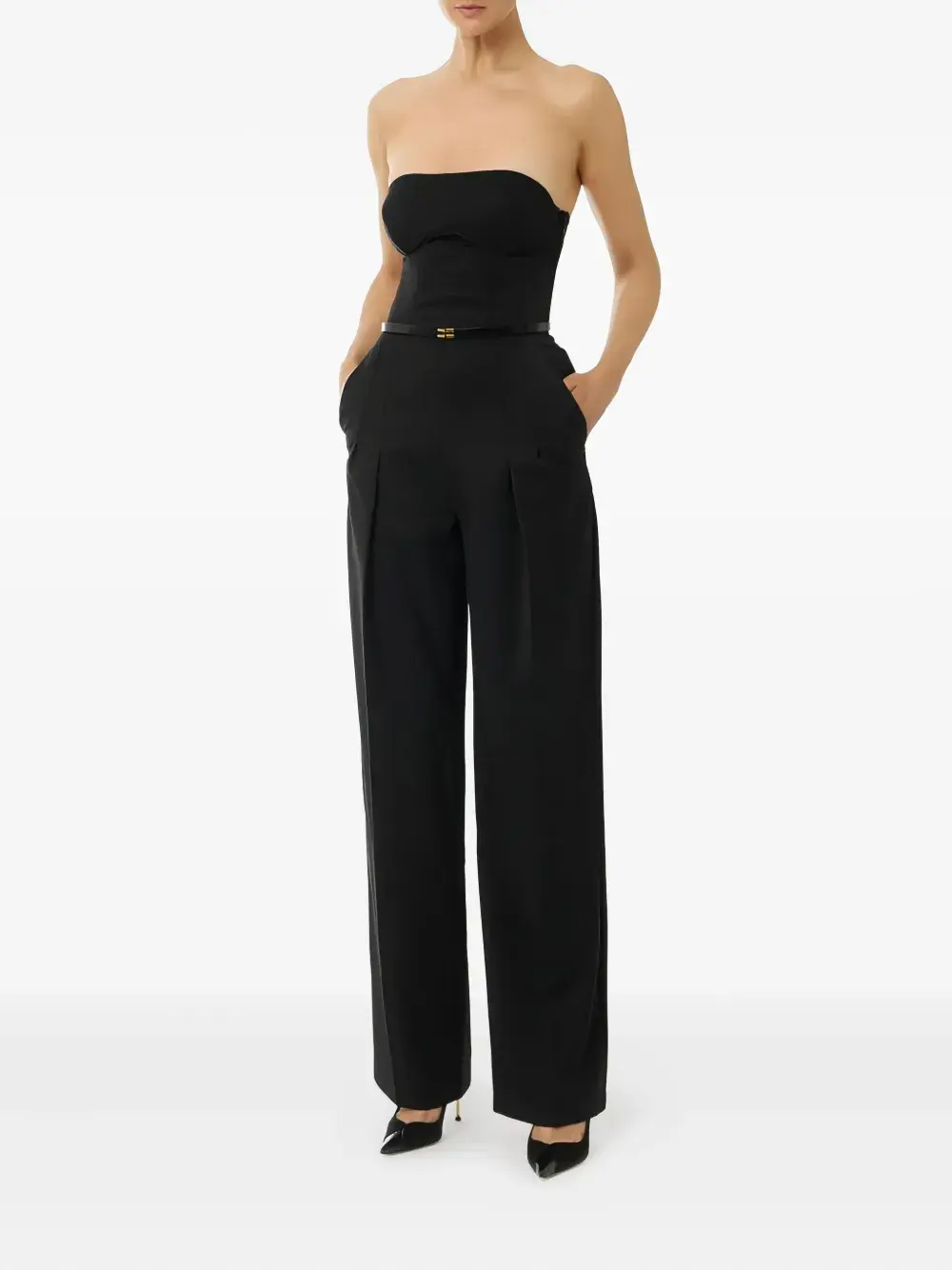 

Комбинезон-бандо с поясом Elisabetta Franchi, черный