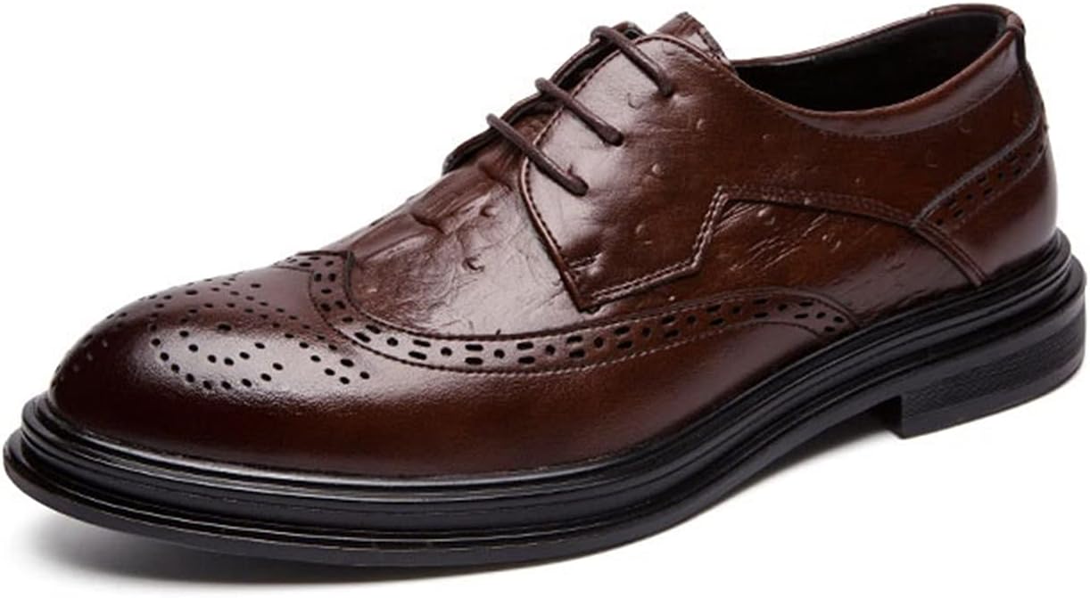 

Мужские туфли Oxford с шнуровкой и перфорацией Wing Tip Brogue, дерби, искусственная кожа, низкий каблук, противоскользящая резиновая подошва, для вечеринок (цвет: черный, размер: 6) Dodani