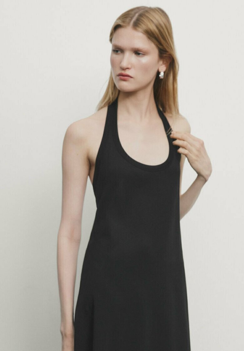 

Платье из джерси Halterneck Massimo Dutti, черное