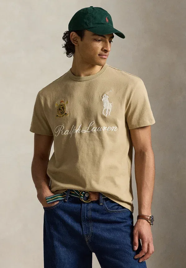 Футболка Polo Ralph Lauren Classic Fit Big Pony Jersey Print, цвет винтажный хаки