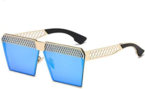 

Большие солнцезащитные очки для женщин и мужчин в стиле ретро, ​​для вождения автомобиля, защита от ультрафиолета UV400, металлические солнцезащитные очки MTZJH, Gold Blue