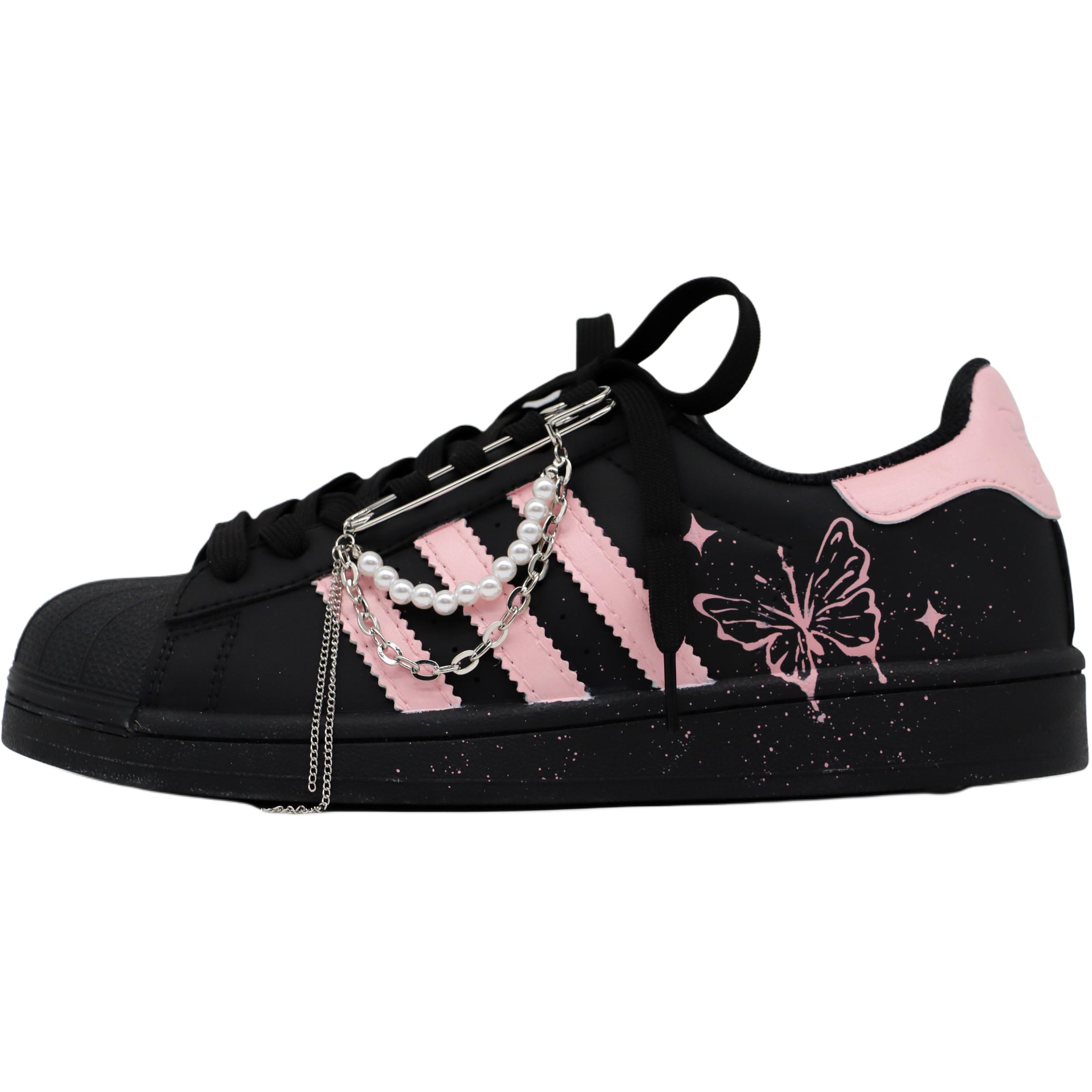 

Adidas Originals Superstar 2 амортизация, износостойкие детские скейтбординг кроссовки pink black unisex