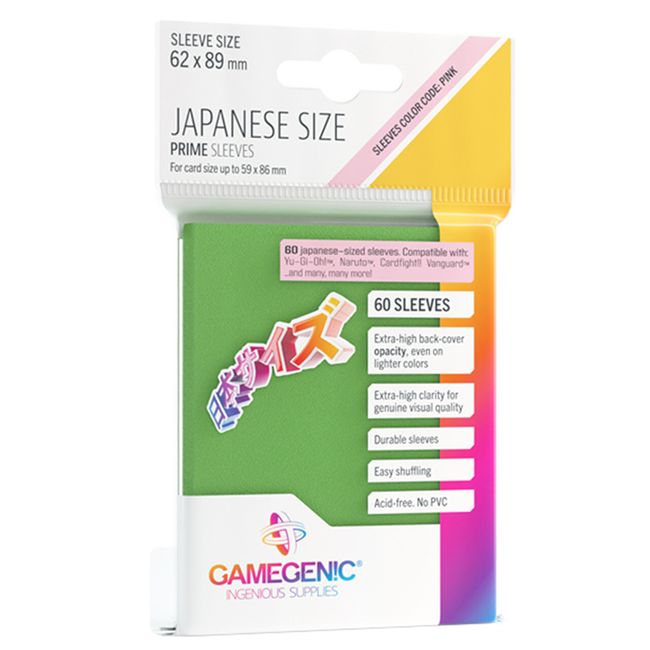 

Аксессуары Gamegenic: Green Prime Sleeves - Japanese Size (60ct)