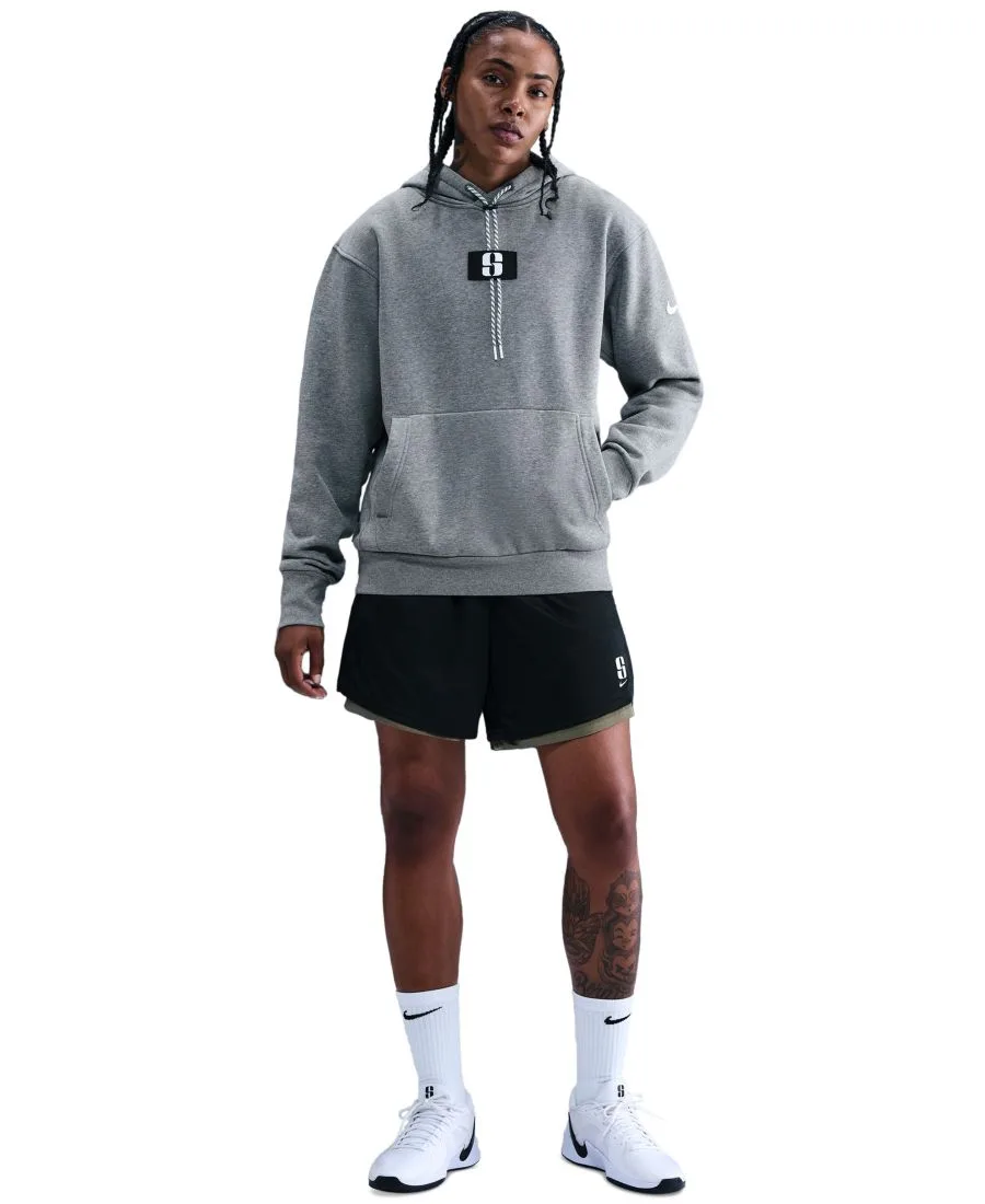 Женская флисовая баскетбольная толстовка Sabrina Nike, carbon heather/черный — фото 2