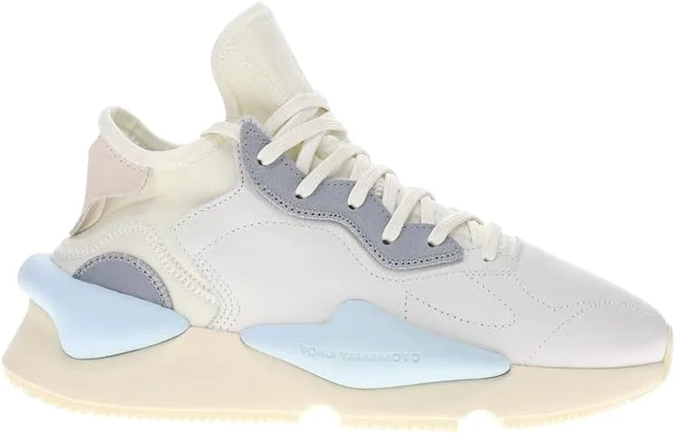 Мужские кроссовки Adidas Y-3 Kaiwa на шнуровке - синие, слоновая кость, синий