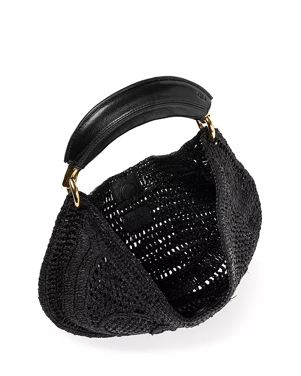 Летняя банановая сумка-хобо из рафии Chloé, черный — фото 4
