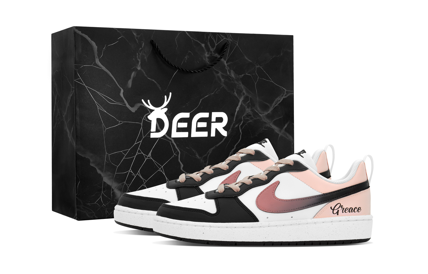 

Court Borough First Love Confession противоскользящие износостойкие низкие детские скейтборд-кроссовки Nike, черный розовый (deer черный shopping bag)