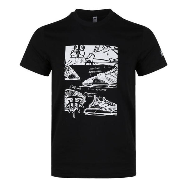 

Футболка tmac millennium funny shoe pattern round neck short sleeve black Adidas, черный