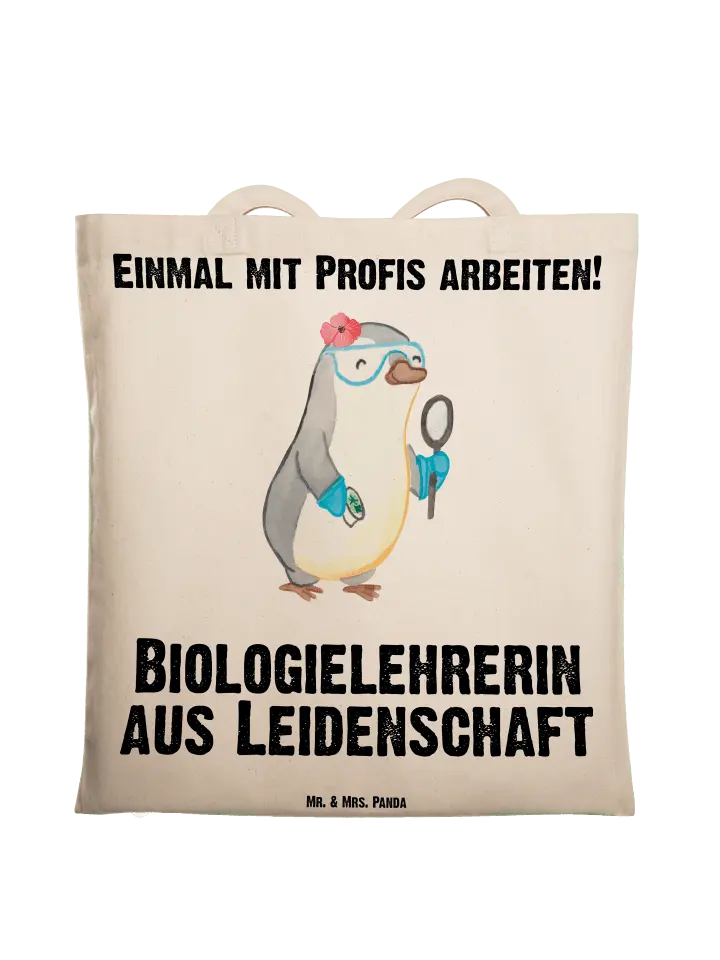 

Сумка для переноски Mr & Mrs Panda Biologielehrerin Leidenschaft, кремовый