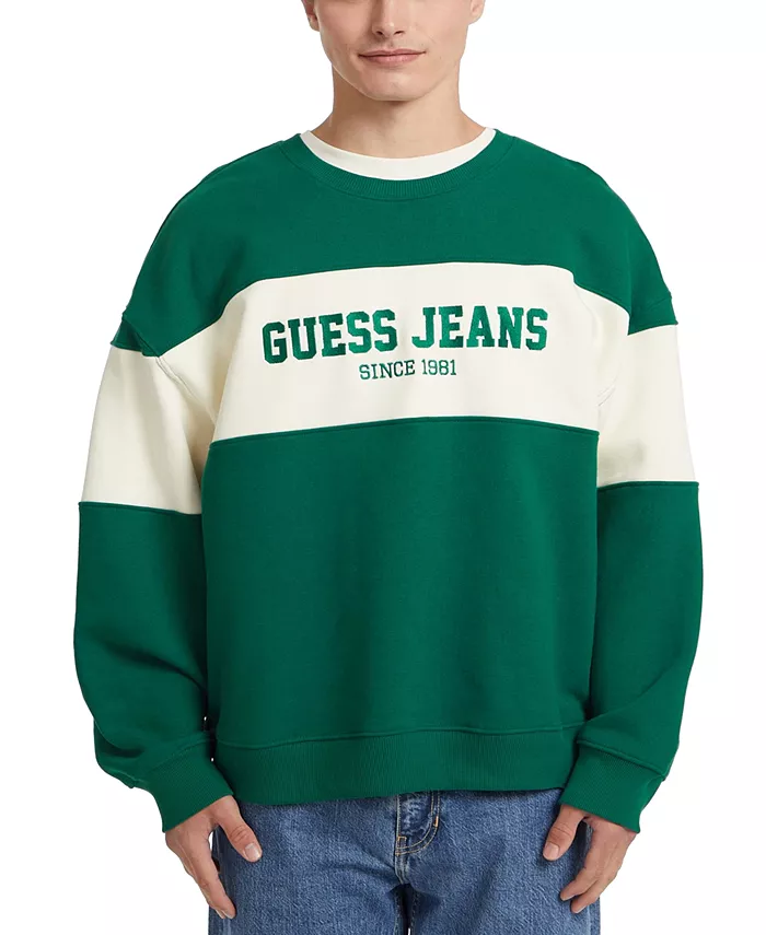 

Мужской логотипный свитшот с полосками GUESS JEANS, зеленый