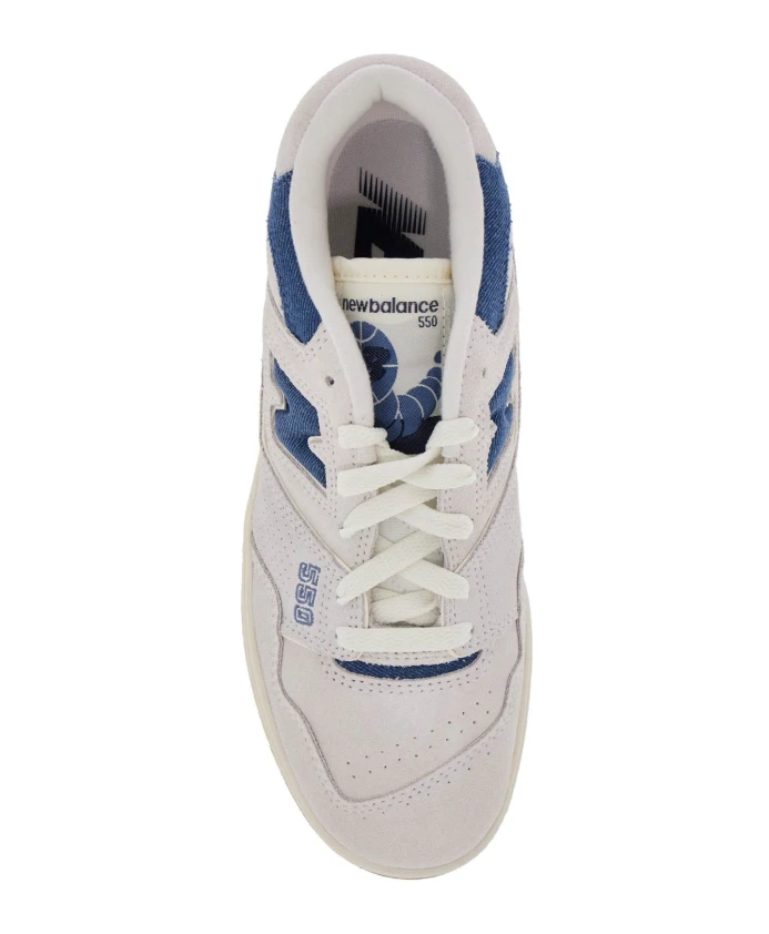 Замшевые кроссовки с джинсовыми вставками New Balance, белый — фото 2
