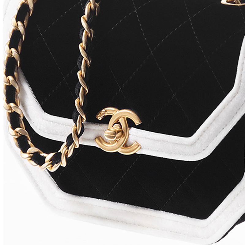 CHANEL 21k зимняя велюровая сумка с клапаном, наплечная сумка, мини-кроссбоди женская black/white — фото 4